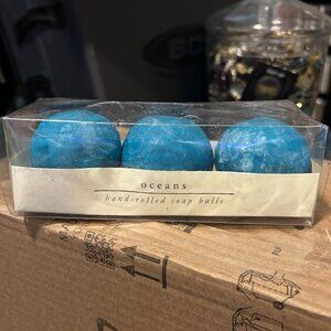 Pier 1 One Set of 3 Ocean Scented Blue Soap Balls NIB